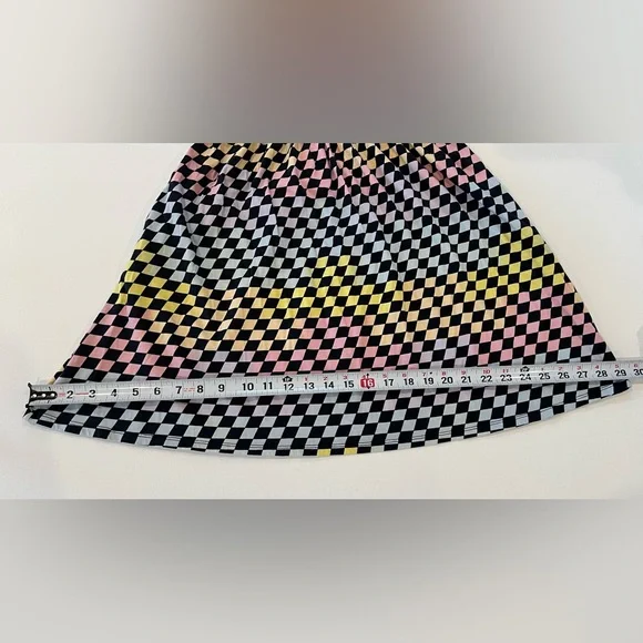 Hot Topic Y2K Rainbow Checkered Race Car Nascar Mini Dress Pockets 100% cotton - Picture 4 of 10